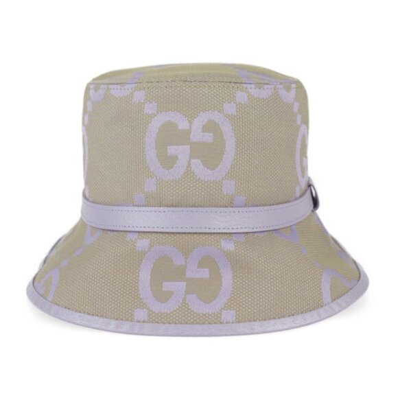 Gucci Bucket Hat Canvas Leather Beige Light Purple Jumbo GG Hat main image 5